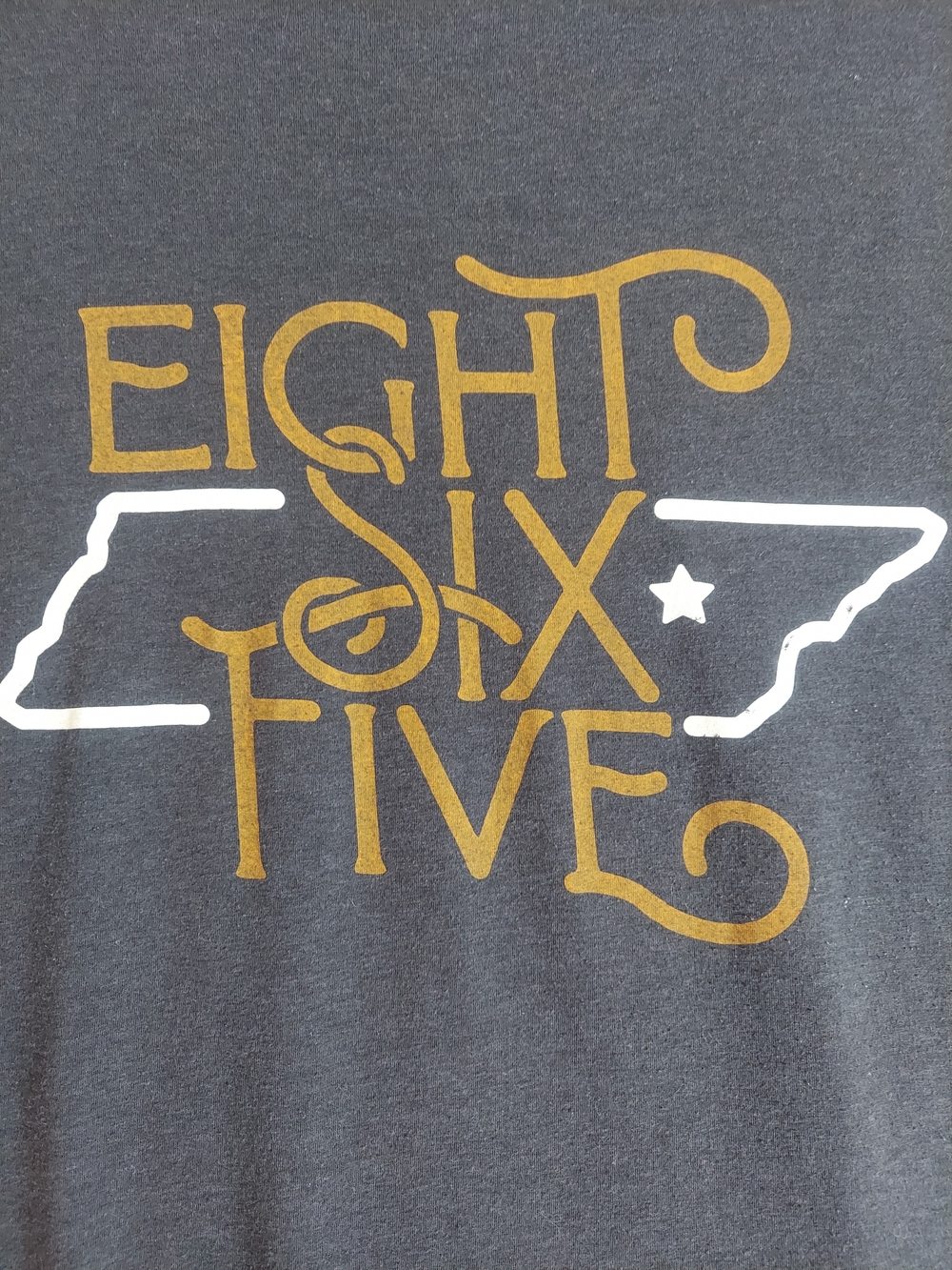 EIGHT SIX FIVE Knoxville Tennessee Area Code Graphic Tee Shirt Dark Grey Size 3X